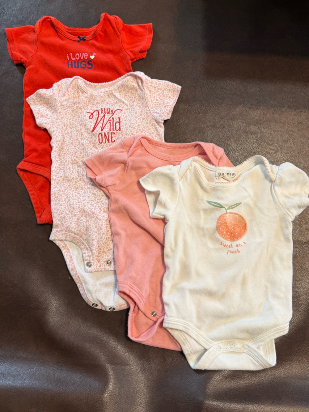 Olivers Baby Girl Bodysuit Set - White and Peach Trim